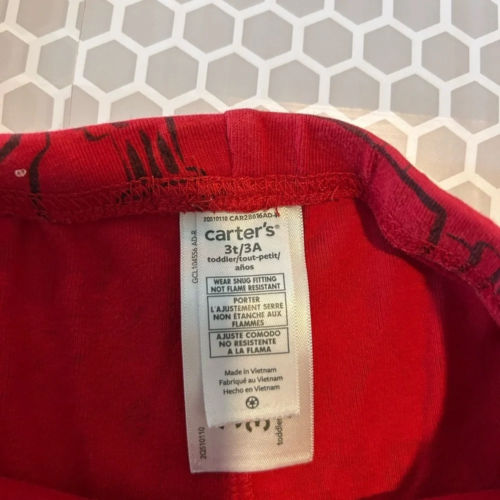 Carter's Red Fire Truck Theme Kids Pajama Set Size 3T